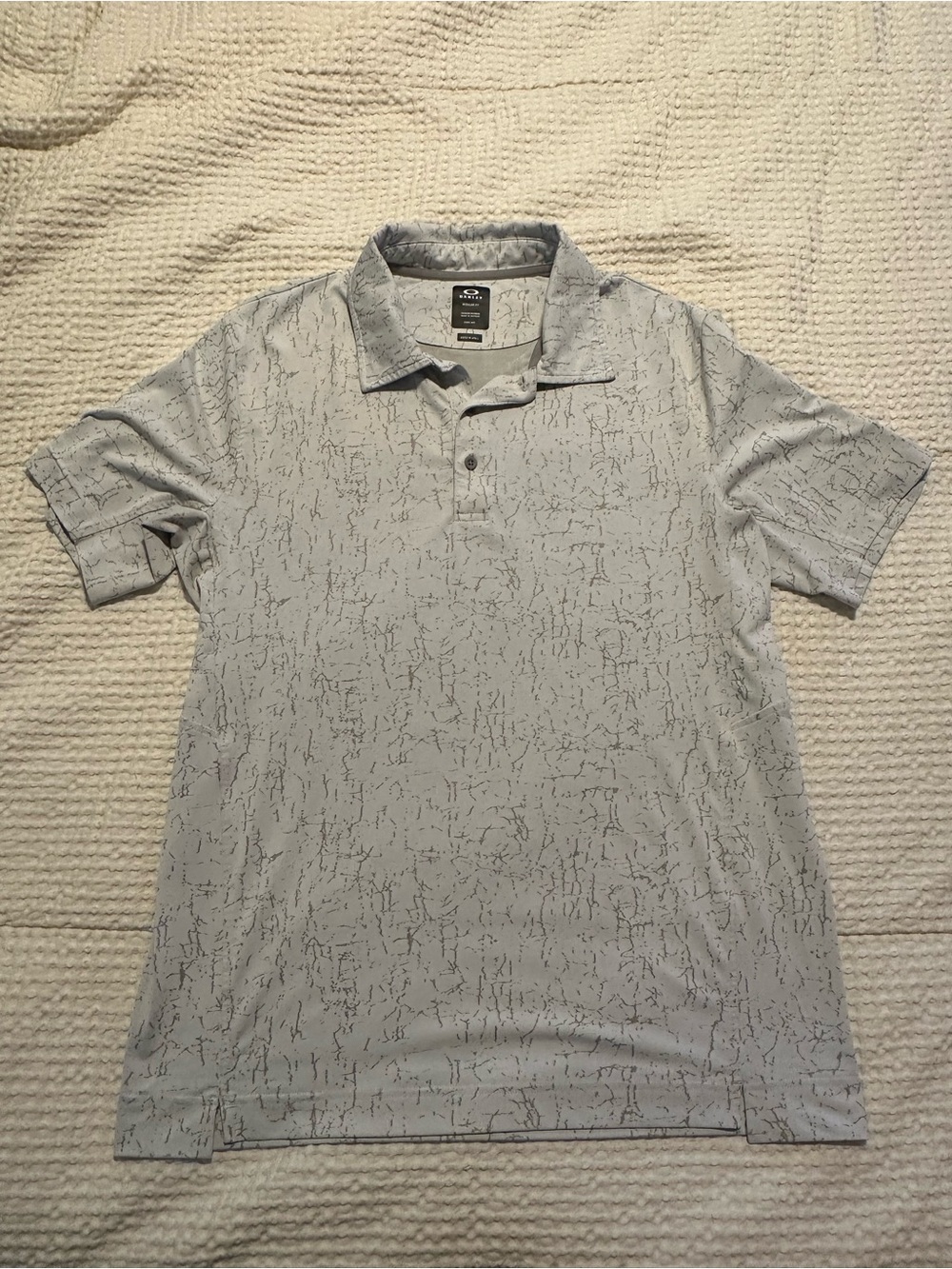Oakley Light Gray Crackle-Print Polo